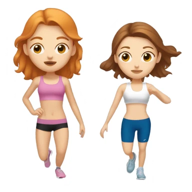 Ginger white girl and brown haired asian girl besties working out  sticker