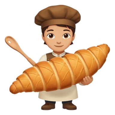 Baking humanless avatar in clean vibrant style illustration. Fresh croissant and rolling pin, warm golden tones, simple shapes, flat design, high contrast, cozy and friendly. sticker
