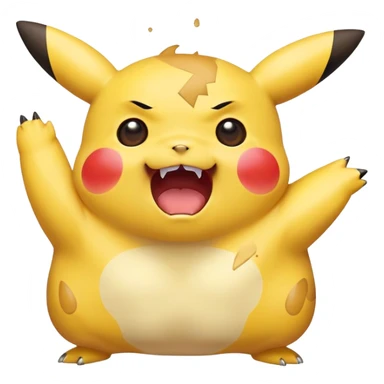 chubby Pikachu with blemishes screaming in fear sticker