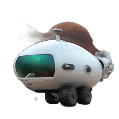 A space exploration vehicle on an alien planet with  aliens behind it sticker