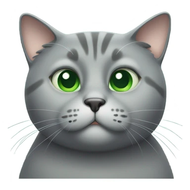 Fat grey cat with large green eyes sticker
