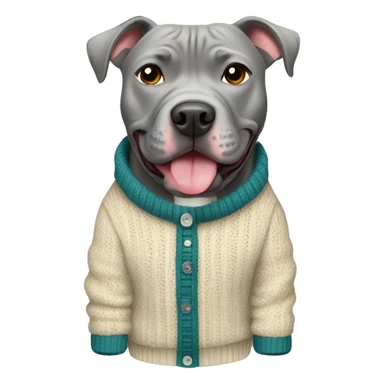 grey pitbull dog wearing a sweater sticker