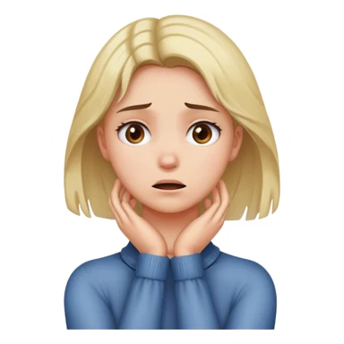 Girl putting her hands around her neck and looking distressed sticker