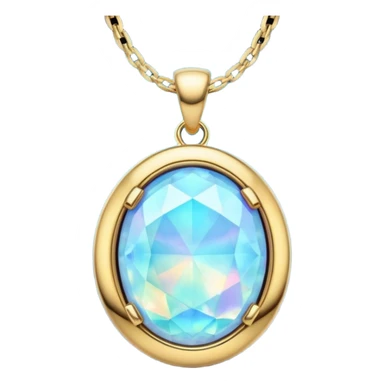 Futuristic colored, 4D opal gemstone, 14K gold necklace, isolated  sticker