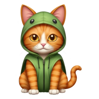 Create an emoji with a ginger cat with brown eyes in a bug costume sticker