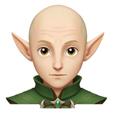 Solas from Dragon Age with bald head and pointed elf ears sticker