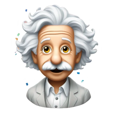 Cute Albert Einstein confetti popper and balloons  sticker