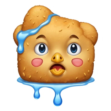 a chicken nugget crying loudly with blue tears sticker