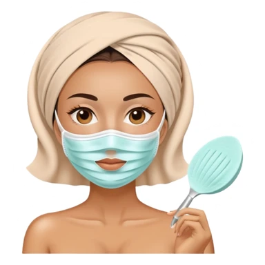 Tan Lady with face mask spa beauty full face relaxing sticker