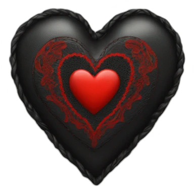 black leather heart with red lace overlay sticker