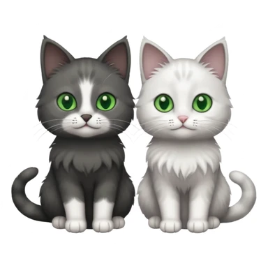 2 different coloured small cats including a dark grey and white and a completely solid dark grey with green eyes and only white paws sticker
