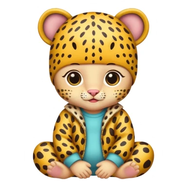 baby with leopard patterned clothes sticker