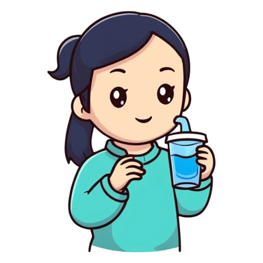 Chinese girl holding a water cup sticker