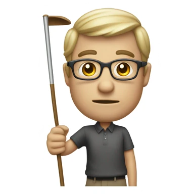 blind man swinging blind pole like a golf club sticker