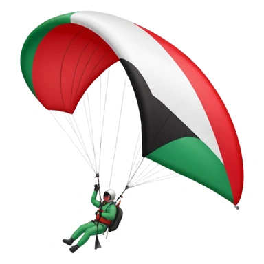 a palestinian flag with a paraglider, respect scrupulously the correct shapes and colours of the palestinian flag, try again sticker