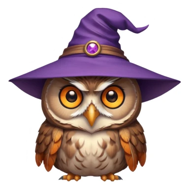 owl wear purple wicth hat sticker