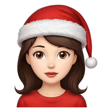 brunette woman with wearing Santa sticker