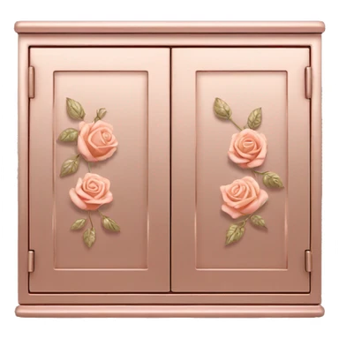 Realistic front facing rose gold hanging cabinets with flower pattern on them. sticker