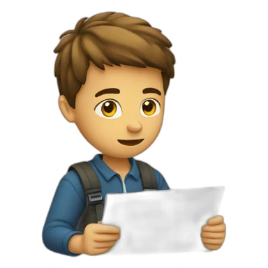 A boy editing sticker