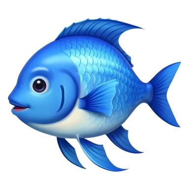 blue happy fish directly from the side looking left opposite sticker