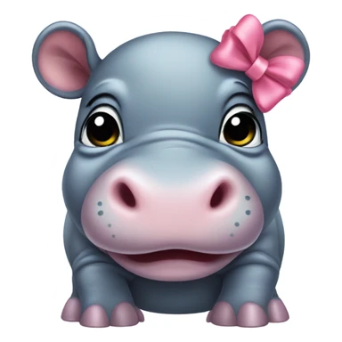 baby hippo wearing bow on head  sticker