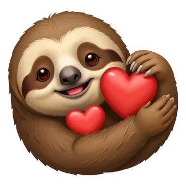 Perezoso con 2 corazones al lado izquierdo de la cara y un corazón al lado derecho la cara y los ojos serrados sonriendo como enamorado sticker