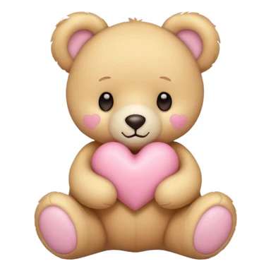 Teddy bear with a heart in soft pink, beige and yellow pastel colors sticker