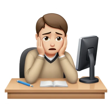 person sitting at a modern desk crying sticker