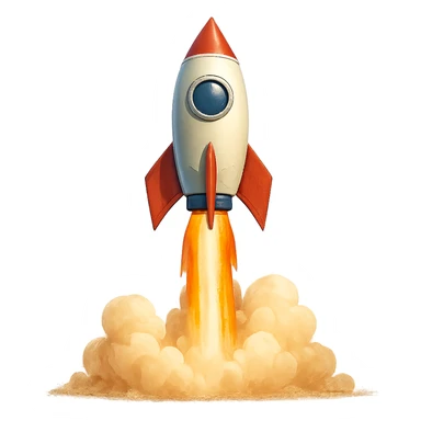 rocket ship blasting off sticker