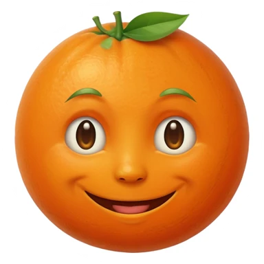 A tangerine 🍊 with face of full moon 🌝 sticker