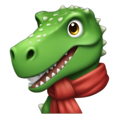 dinosaur santa upper body wearing red scarf black background sticker