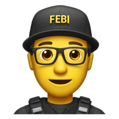 man with yellow "FBI" letters on his cap sticker