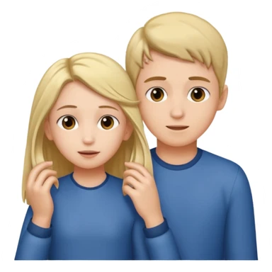 a boy putting a girls hair behind her ears sticker