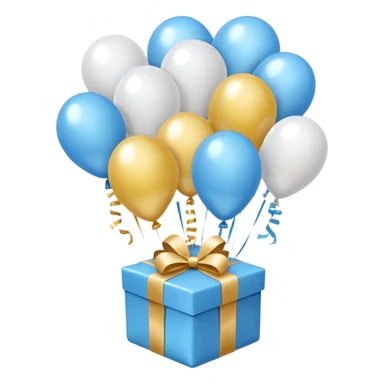 Please make light blue and white balloons too, make several and tie them to a gift, the gifts with the most balloons, make the light blue and white balloons sticker