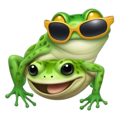 planet Venus with a cartoon smiling frog face with sunglasses sticker