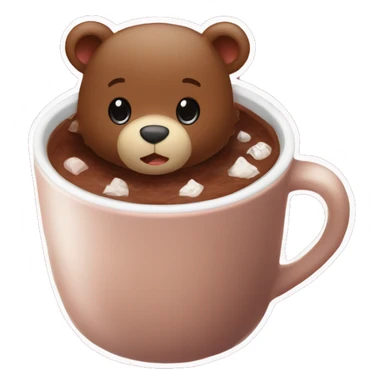Baby bear inside of a cup of hot cocoa. Burgundy colored cup.  sticker