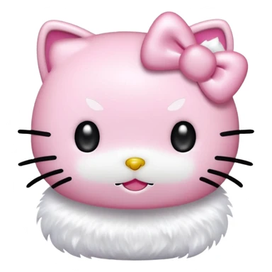 Hello Kitty with pure white fur, sparkling glitter, cute pastel background, emoji style sticker