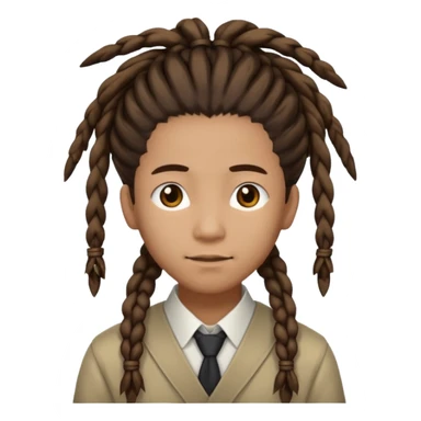 Casual person with tied-back dreadlock, asian sticker