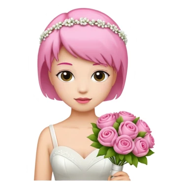 pink short haired bride with bouqet sticker