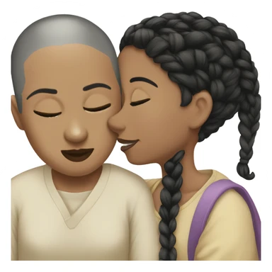 bald girl with black braid kissing me sticker