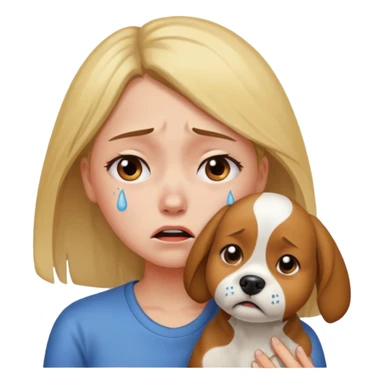 a very upset girl who lost her dog sticker