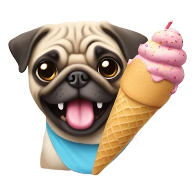 A pug eating a ice cream toy sticker