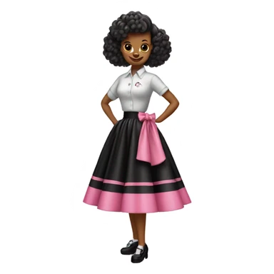 Pink and black 1950 poodle skirt sticker