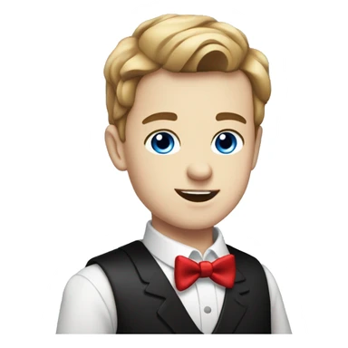 Pretty Pale Boy with Blue eyes, shiny brown hair and wearing Tuxedo with red bowties sticker
