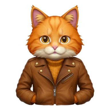 orange cat with brown leather jacket sticker