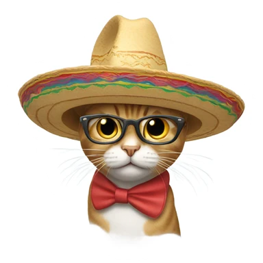 Flying cat with a sombrero and bifocals sticker