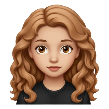 teenage girl with wavy long hazelnut hair, wearing blush and mascara, looking confident sticker