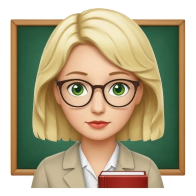 librarian teacher with short wavy blonde hair and green eyes sticker