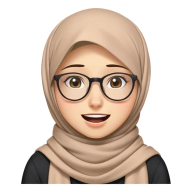 generate an image for funny emmoji for a girl with Hijab scarf and glasses and who is depressed want to cry but still laughing front of people and clearly struggling inside combin this two emoji 😅😭 sticker