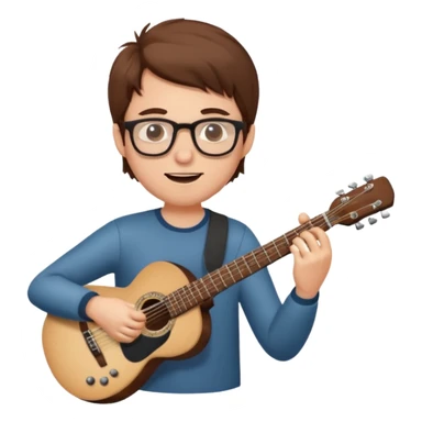 white Guy with glasses with brown hair playing a guitar sticker